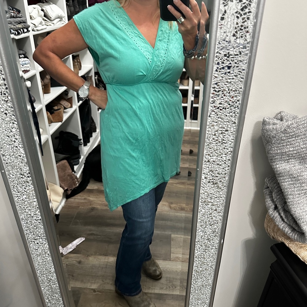 Rip Curl Women's Turquoise V-Neck swim coverup empire waist L